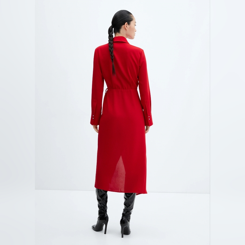 Mango Vibrant Red Long Sleeve Dress - Picture 4 of 6